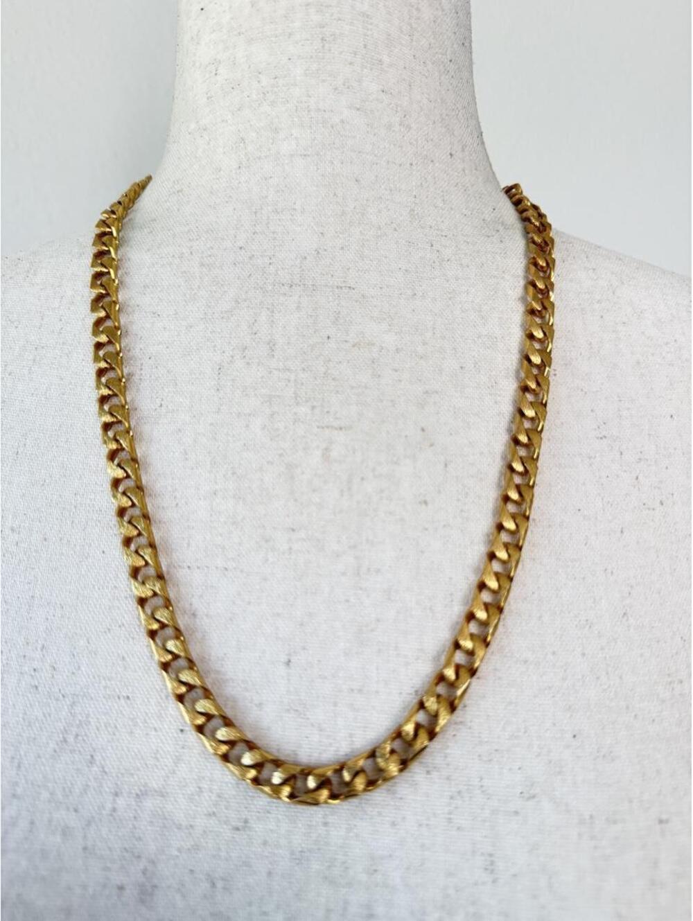 Vintage Brushed Gold Curb Chain Necklace